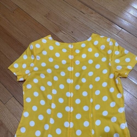 Vintage Retro Dress by Habits Size 14 Yellow Polka Dot Made in USA RUNS SMALL - Picture 15 of 16